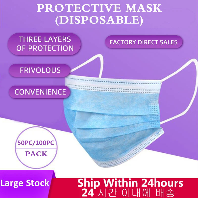 

Anti-Dust Dustproof Disposable Face Mask Protective Cover 3 Layer Non Woven Mouth Thickened Maldehyde Bacteria For Hair Stylists
