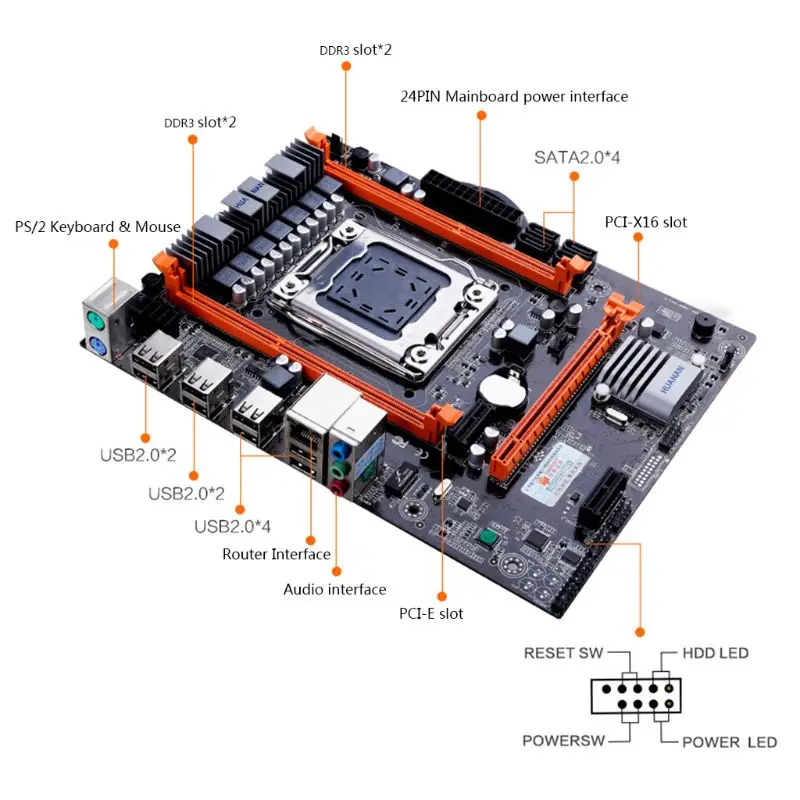 Huananzhi X79 4M Motherboard LGA 2011 USB2.0 SATA2 Support REG ECC Memory and Xeon E5 Processor tarjeta madre