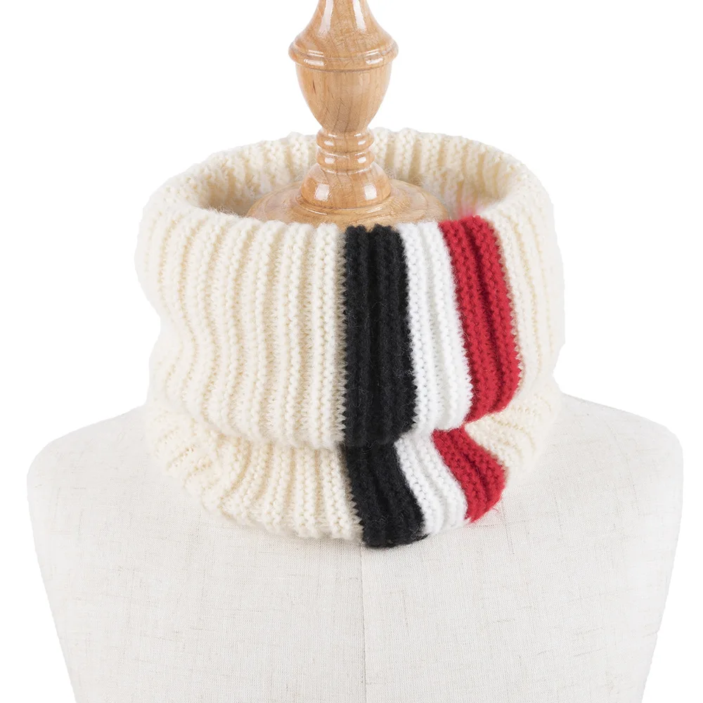 

Kids Neck Warmer Winter Scarf Children's Outdoor Warm Wool Neck Scarf Fashion Striped Knitted Neck Gaiter for Boys and Girls