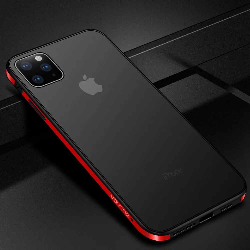 Металлический Чехол-бампер для iPhone XR 11 Pro XS Max X 8 Plus 7 6 S 6, Силиконовый противоударный прозрачный чехол, милый аксессуар для телефона - Цвет: Красный