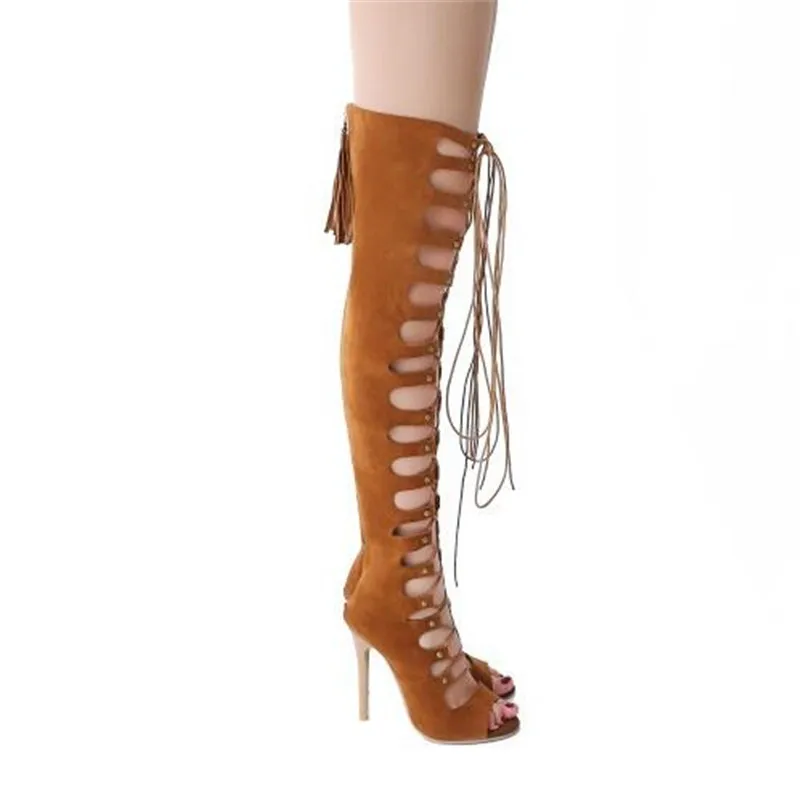 BBZAI New pattern High Quality sexy Elastic force Women's Boots 10cm Hollowing out Big code Boots Stage performance 34-42 43