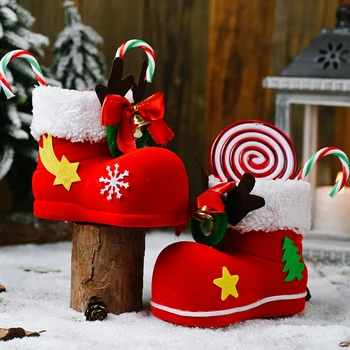 

Hot Sale Xmas Candy Boots Ornaments Stocking Elderly Holiday Christmas Decoration New Year'S Products Gift Box Christmas Decor