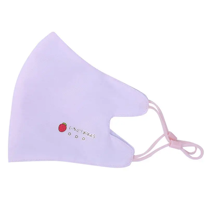 Light Pink Японская Милая летняя ледяная шелковая крутая маска для рта с милым клубничным принтом, однотонная дышащая тонкая респиратор против пыли - Цвет: Light Pink