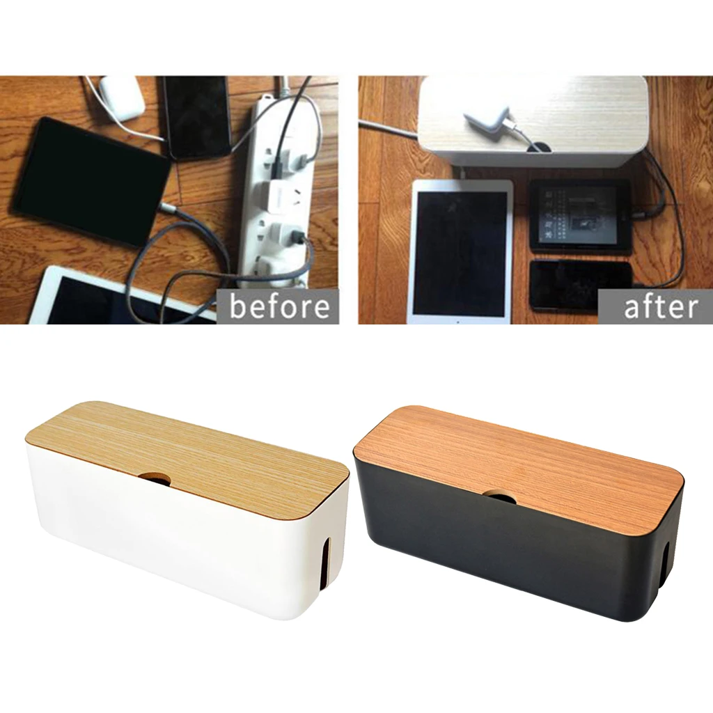 ZhiYo Scatola Nascondi Cavi 2 Pezzi (Grande E Media) - Organizer Per Cavi Elettrici E Ciabatte Per Scrivania E Pavimento, Scatola Copri Fili Bianca In Plastica ABS
