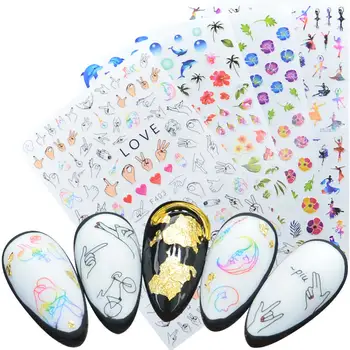 

Nail Sticker 3D Nails Slider Decals Gesture Love Design Nail Art Decoration Manicure Adhesive Foil Wraps Pegatinas