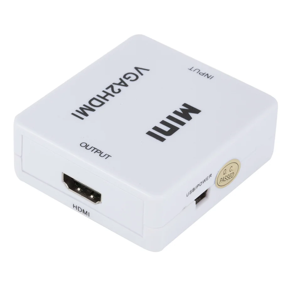 Vga To Hdmi Converter Portable Mini VGA to HDMI-compatible Converter VGA2HDMI Video Box Audio Adapter 1080P For Notebook PC HDTV Projector TV