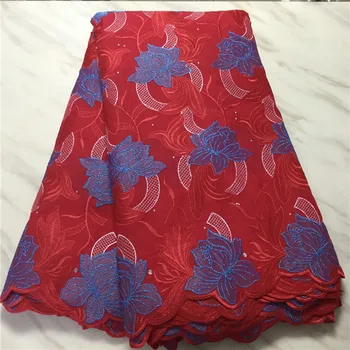 

Red New Arrivals Swiss Voile Lace In Switzerland High Quality African Dry Lace Fabric 100%Punch Holes Cotton Lace For Party
