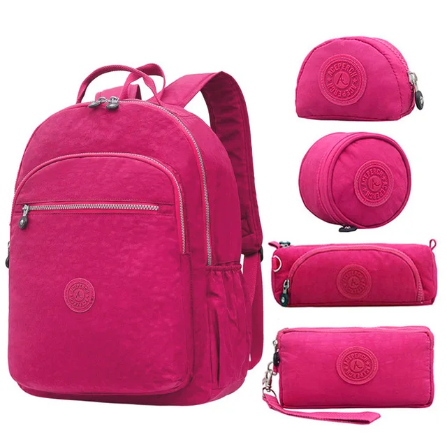 5Pcs Rose Red ACEPERCH, рюкзаки для девочек, Mochilas Escolares Feminina, школьные сумки для девочек-подростков, Женский нейлоновый рюкзак, рюкзак для ноутбука, Sac A Dos - Цвет: 5Pcs Rose Red