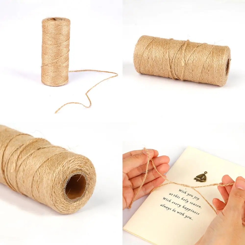 100m Natural Jute Twine Burlap String Hemp Rope Party Wedding Gift Wrapping Cords Thread DIY Scrapbooking Florists Craft Decor