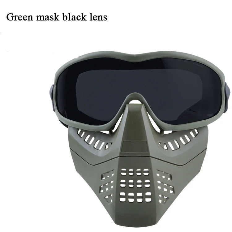 Страйкбол Пейнтбол Тактические Маски легкий полный уход за лицом Охота Стрельба армейские маски для мужчин и женщин Открытый Охота Боевая маска - Цвет: green mask black len