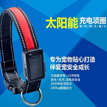 

New LED Solar Lighted Collar USB Rechargeable Flash Nylon Multicolor Collar Teddy Luminous Necklace n Pet Supplies