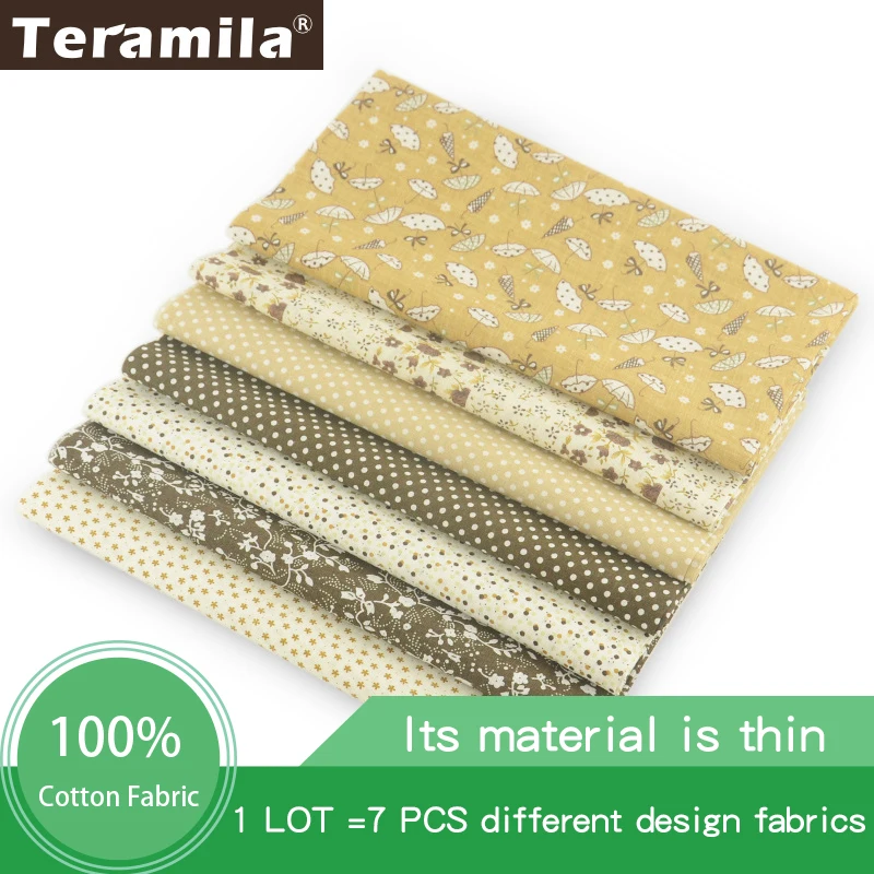 7pcs/ Lot 100% Cotton Plain Fabric Flower Design For Doll's DIY Toys Patchwork Sewing