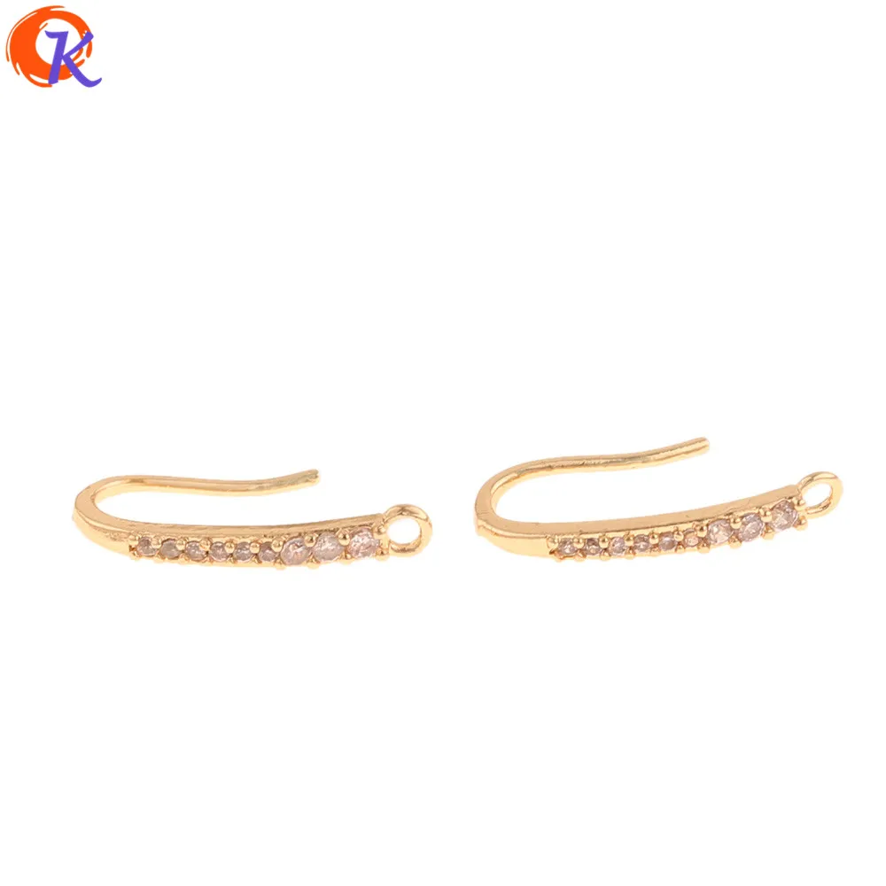 

Cordial Design 40Pcs 3*16MM Jewelry Accessories/DIY Making/CZ Earrings Hooks/Genuine Gold Plating/Hand Made/Earring Findings
