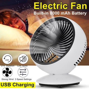 

AUGIENB Portable Electric Fans Mini Desk Fans / USB Rechargeable / 3-Speed / 270° Automatic Rotation / Six-leaf / Disassemble