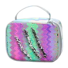 

Sequin woman Lunch Bag thermal Food Bag for Women Kids pu handbag Insulated Box Picnic Bag School Children lunch box cooler