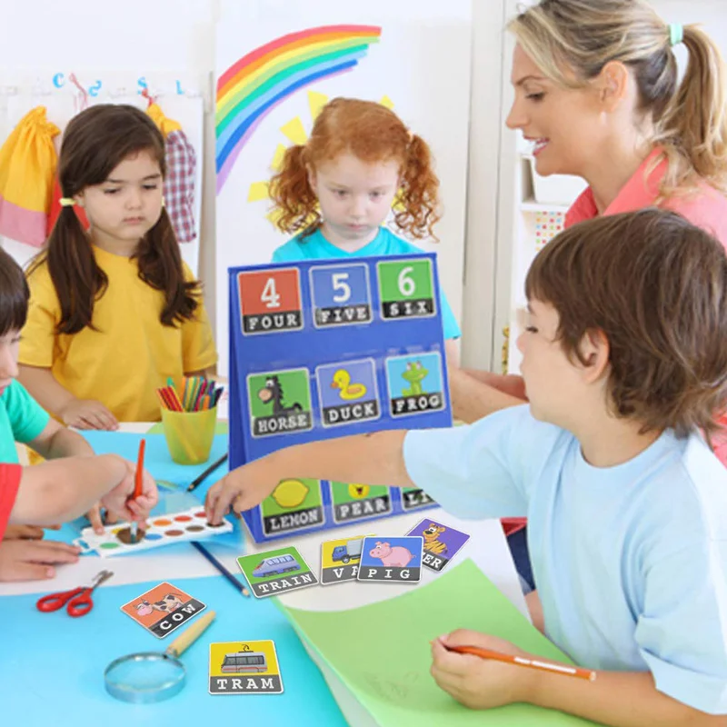 

Desktop Pocket Chart Teaching Double-sided Self-standing Foladble for Classroom JLRL88