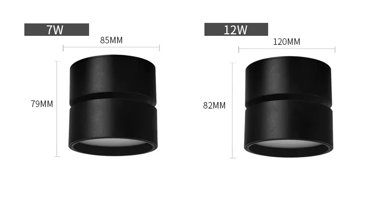 Круглый поверхностный монтируемый светодиодный светильник 7 Вт 10 Вт 12 Вт установленный потолочный лампы точечного освещения 110 В/220 В черный/белый
