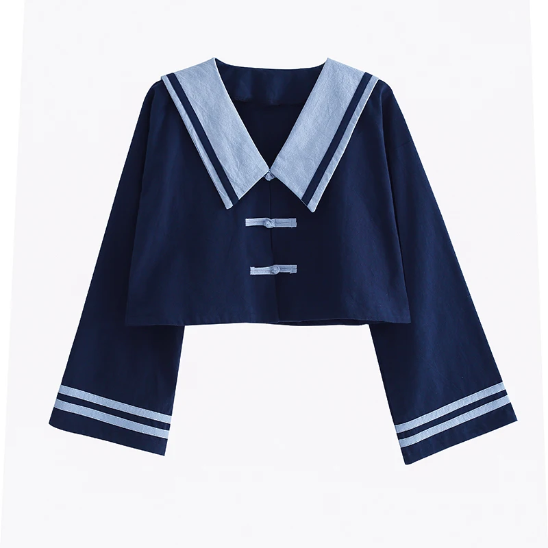 Dark blue top Японская школьная форма, аниме, милый костюм моряка, топ+ юбка, JK, Морской стиль, одежда для студентов, для девочек, с длинным рукавом - Цвет: Dark blue top