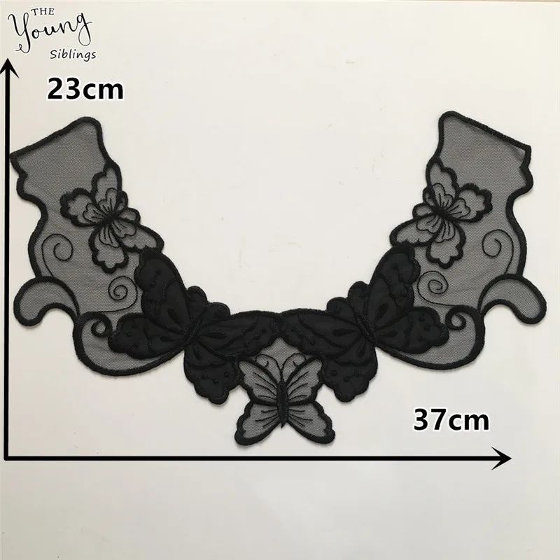 Кружевной воротник шитье Кружева декольте изысканное платье швейная ткань вышивка DIY аппликация на одежду Черный - Цвет: 2PCS SALE