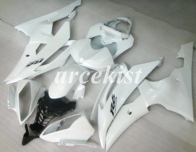 ABS литья под давлением Обтекатели комплект подходит для YAMAHA YZF-R6 2008- 08 09 10 11 12 13 14 15 16 кузов комплект синий белый - Цвет: white