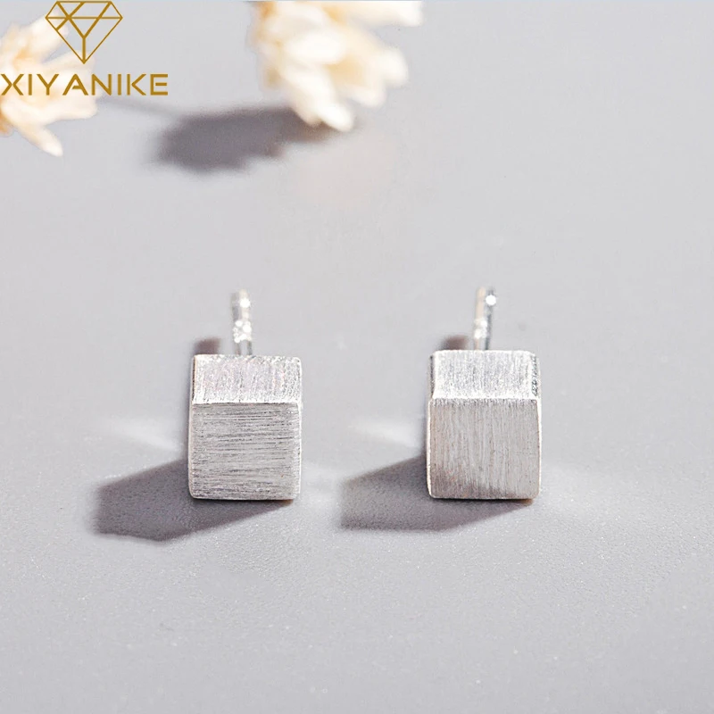 

XIYANIKE 925 Sterling Silver New Fashion Square Prevent Allergy Stud Earrings For Women Korean Style Small Geometric Jewelry