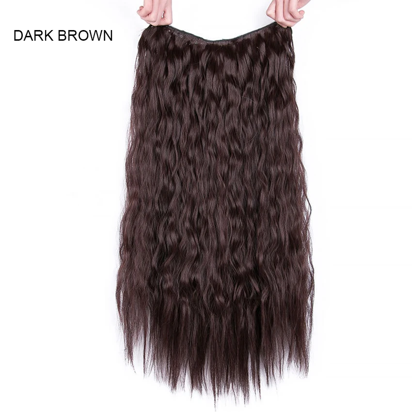 Цельный зажим для наращивания волос для женщин синтетические накладные волосы высокотемпературное волокно черный/темно-коричневый 26 дюймов
