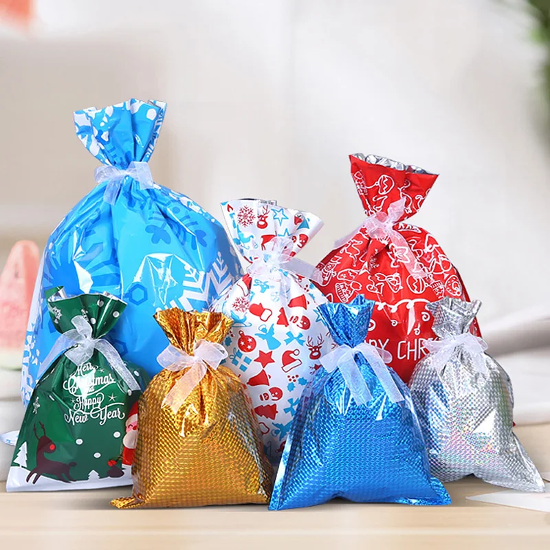 S Santa Claus Snowman Candy Gift Bags Handbag Merry Christmas Storage Package 
