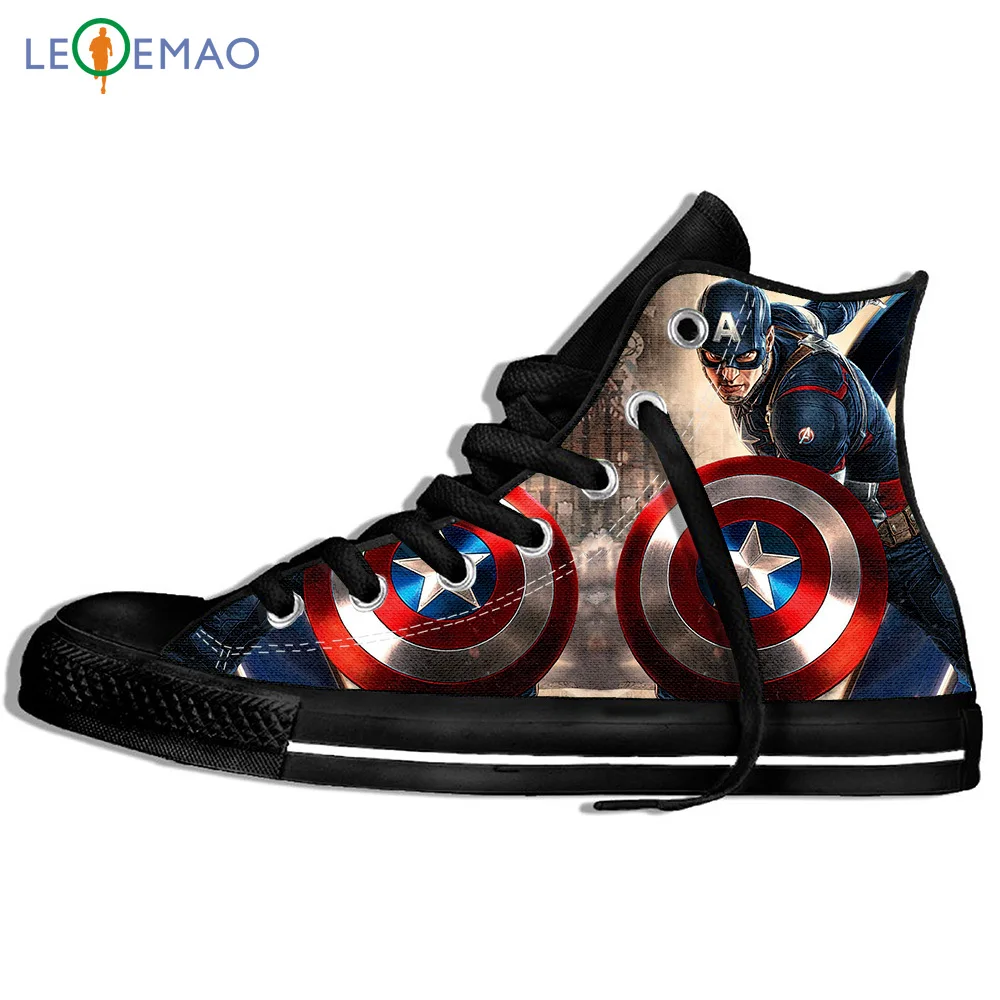 

Custom Logo Image Printing Sneakers Shoes Captain America Print Men Superhero Canvas Breathable Zapatos De Mujer Outdoor