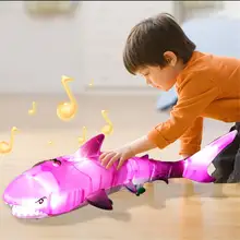 Детская Акула светящаяся игрушка поводок Акула светящаяся игрушка электрический светильник Музыка Светодиодный игрушки шнурок Электрический светящийся Акула поводок светильник ing игрушка