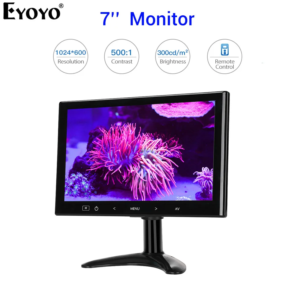 

Eyoyo EM07K 7" TFT Portable Computer TV Mini Monitor PC 1024X600 LCD Display Screen With HDMI AV VGA for Security Camera DVD DVR