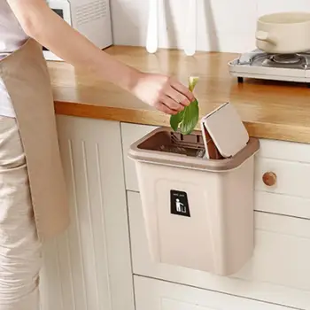 

Push-top Trash Can Chef Hanging Automatic Return Lid Fruit Vegetable Pericarp Cabinet Cupboard Kitchen Garbage Storage Bucket
