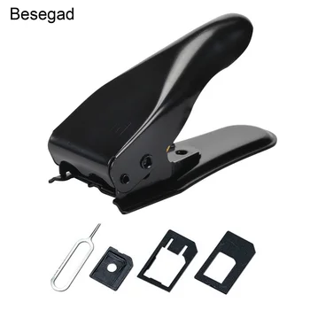 

Besegad Dual 2 in 1 Micro SIM Cutter with Nano SIM Card Adapter Tray Open Needle for iPhone Samsung Xiaomi Mobile Phone Tablet