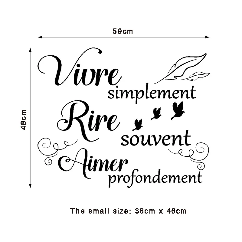 Наклейки Vivre Simplement Rire Souvent Aimer profondement виниловые наклейки на стену для гостиной домашний декор плакат украшение дома