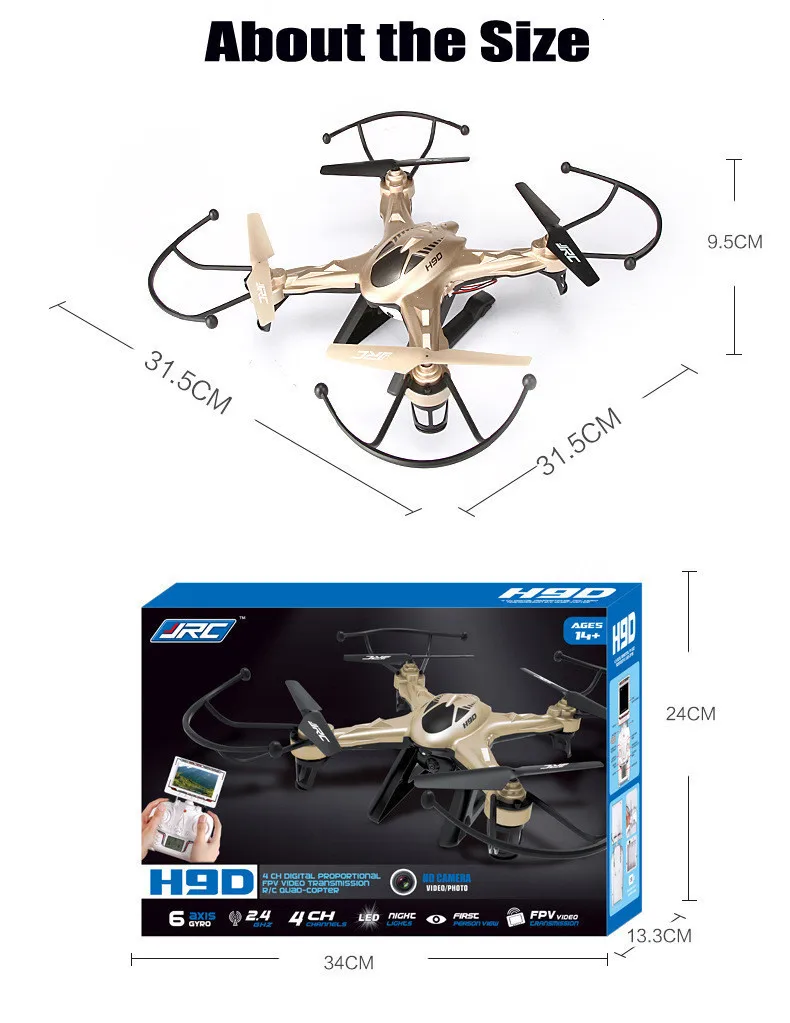 JJRC H9D 2,4G 6-осевой Квадрокоптер профессиональные FPV видео в режиме реального времени 5,8G с Камера 2,4G 4CH Квадрокоптер с дистанционным управлением