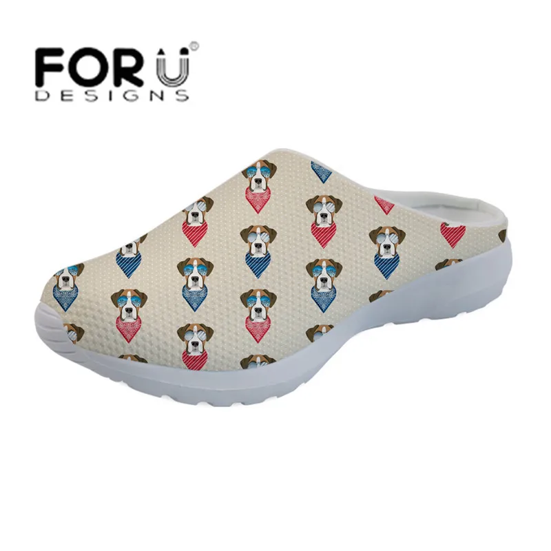 FOURUDESIGNS/ модные мужские сандалии-боксеры с принтом собаки; повседневные домашние тапочки; пляжные летние мужские сандалии на плоской подошве; Водонепроницаемая Обувь