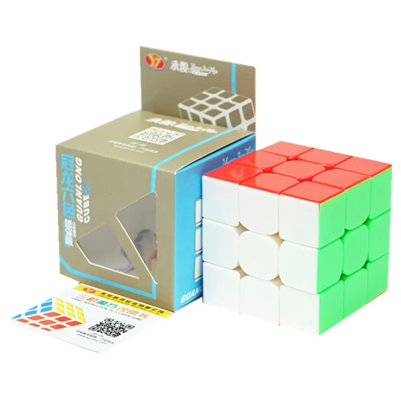 Free Stand YongJun GuanLong Wht 3x3x3 Speed Rubik Magic Cube Twist Puzzles Toy 