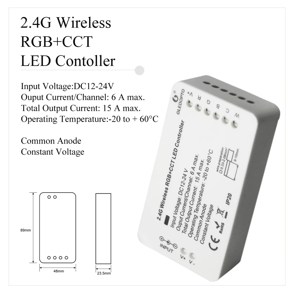 2.4G Wiress ZIGBEE LED Controller RGBW RGB+CCT 15A DC12V-24V Dimmer Led Strip Driver Smart Wifi ZIGBEE Tape Controller