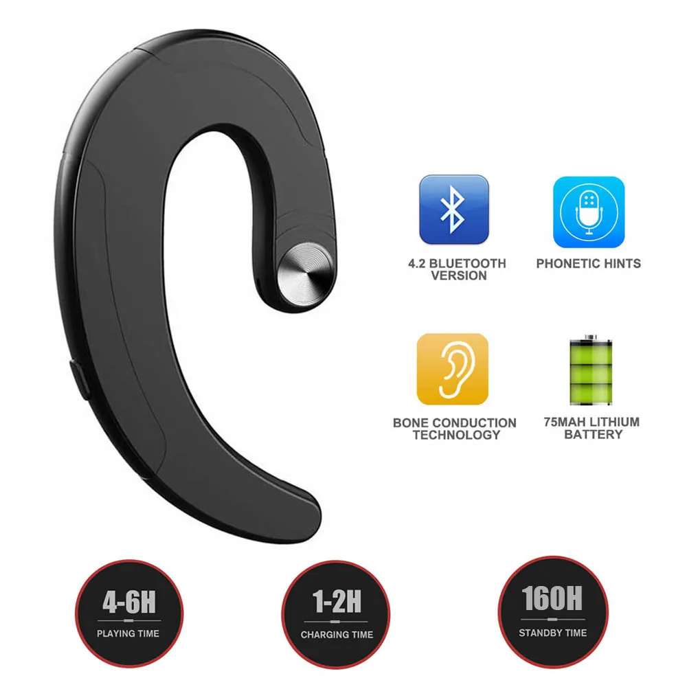 Wireless Bluetooth Headphone Single Earphone earbuds Exquisite Headset Handsfree Bone