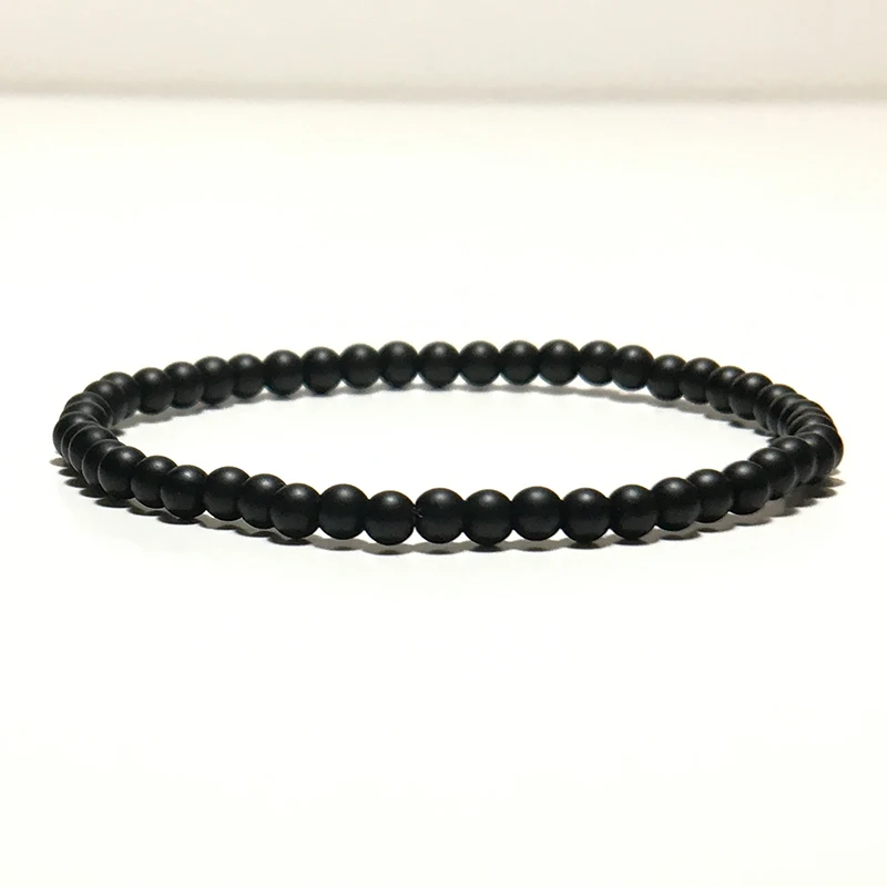 Noter Natural Matte Bracelet Stone Men 4mm 6mm 8mm 10mm 12mm Round Onyx Beaded Braslet Male Accessories Pulseira Husband Gift