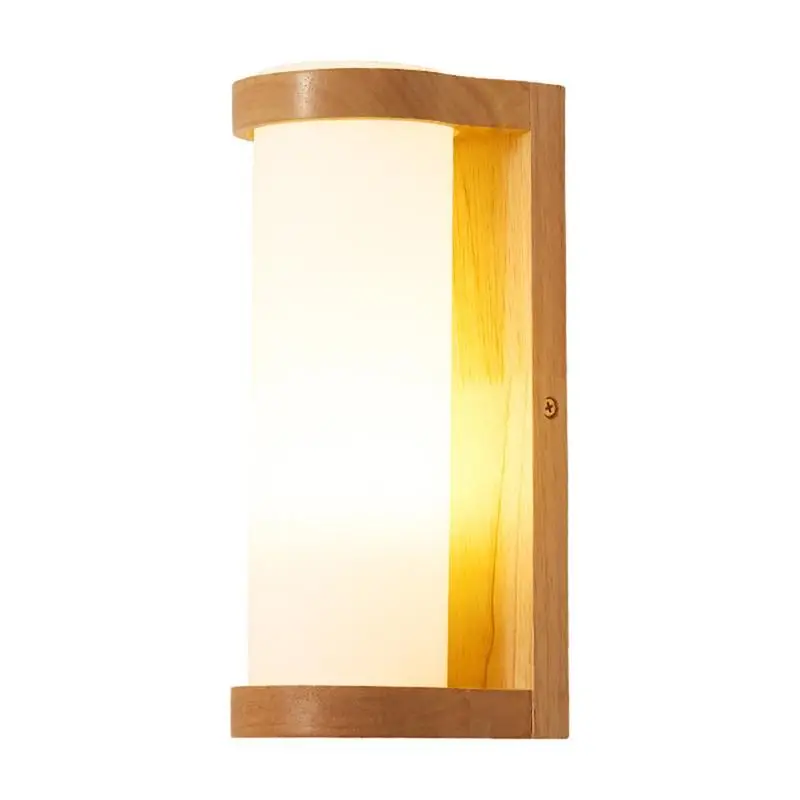 LED Bedside Lamp Hotel Balcony Corridor Wall Light Wooden Wall Mounted For Home Hotel(Single Head Style 7W LED Warm Light Bulb