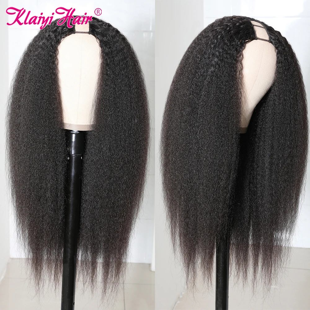 KLAIYI волосы U часть парик человеческие Glueless парики бразильские 100% Remy кудрявые