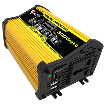 

300W D12V to 220V/110V Yellow LED Car Power Inverter Converter Charger Adapter Dual USB Voltage Transformer Modified Sine Wave