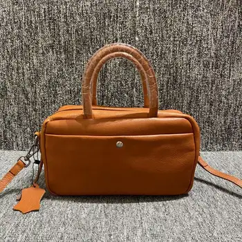 

Fashionable and Simple Head Layer Cowhide Women's Single Shoulder Bag Pure Leather Handbags Small Square Bag Louie Vuiton