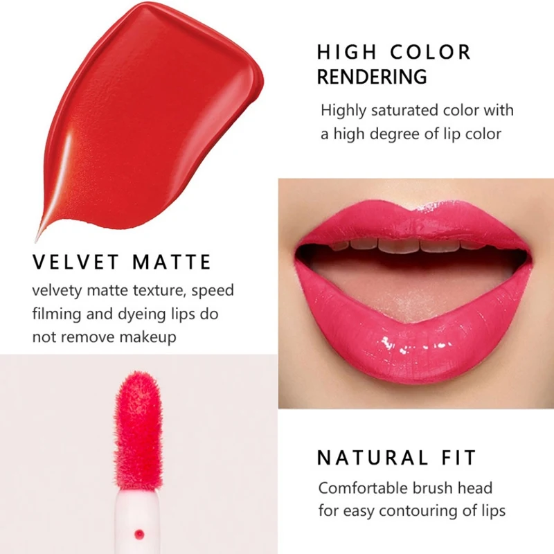 Silky Matte Lip Gloss Moisturizing Non-stick Cup Lasting Non-fading Liquid Matte Smooth Lip Glaze MKXJ