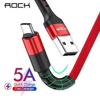 

ROCK 5A USB Type C Cable For Xiaomi Redmi Note 7 QC 3.0 Fast Charge Type-C Mobile Phone Wire USB C Cable For Samsung S10 Date