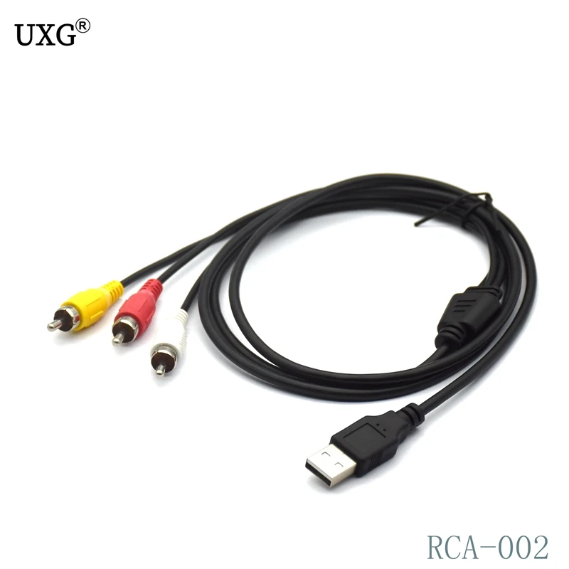 Cable USB 2,0 A macho A 3 RCA macho, Cable de Audio y vídeo estéreo, de televisión AV A/V, adaptador de TV de 150cm|Conectores y cables de ordenador| - AliExpress