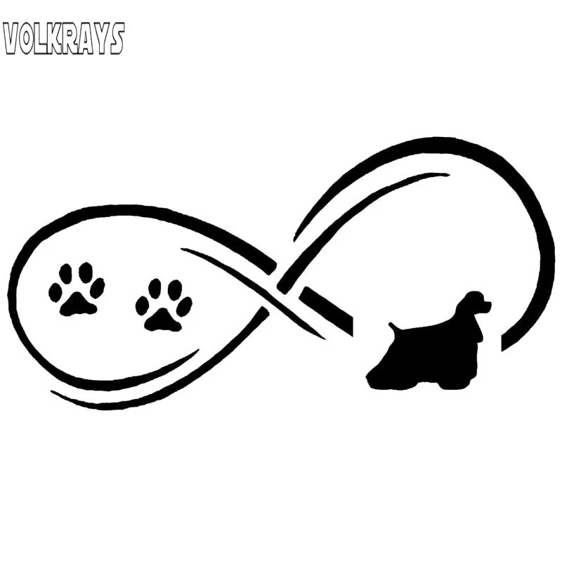 Volkrays Personality Car Sticker Cocker Spaniel Dog Paw Print Accessories Reflective Sunscreen Vinyl Decal Black/Silver 7cm*16cm |