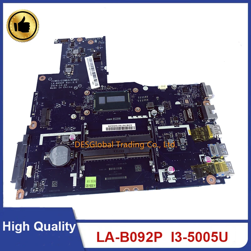 

For Lenovo B50-70 B50-80 Laptop Motherboard SR27G I3-5005U Mainboard ZIWB2/ZIWB3/ZIWE1 LA-B092P 100% Test Fast Shipping