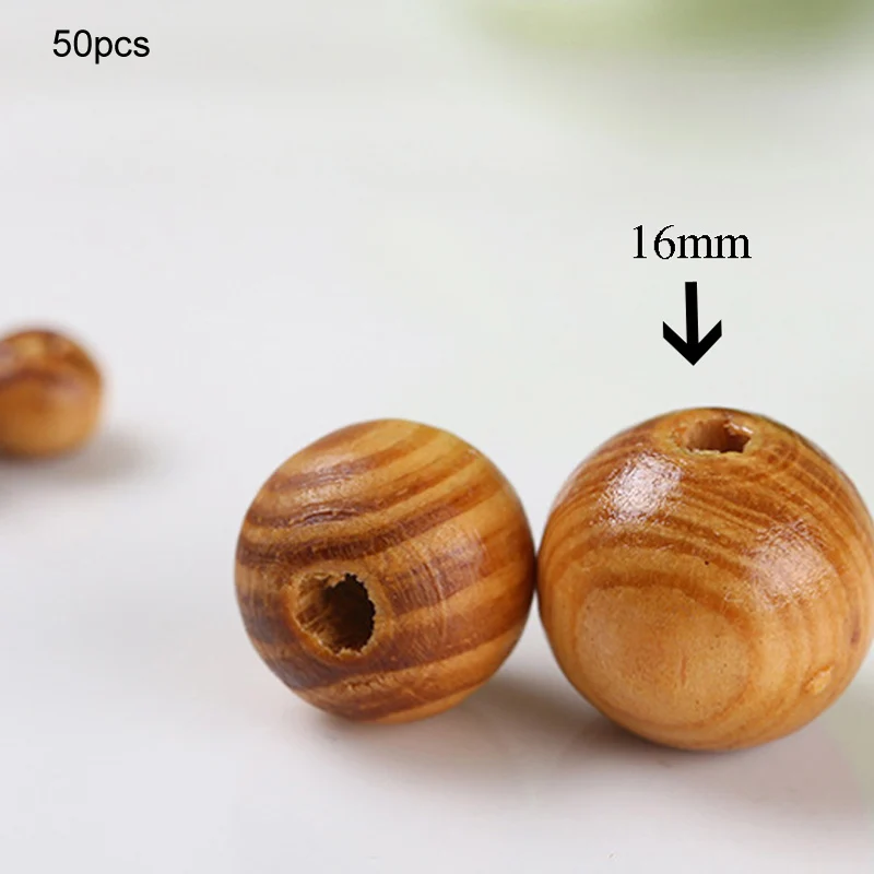 16mm 50pcs Аксессуары для одежды детские игрушки «сделай сам» пустышка зажим круглое деревянное сиденье Подушка бусины из натурального дерева DIY ремесла сосновая полоса - Цвет: 16mm 50pcs