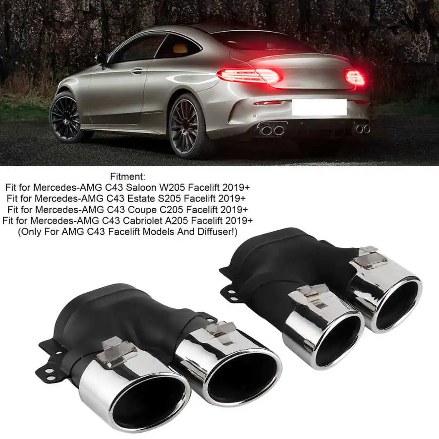 Quad Exhaust Tips Fit For Mercedes Amg C43 W205 S205 C205 A205 Facelift 2019 Exhaust Manifolds Aliexpress